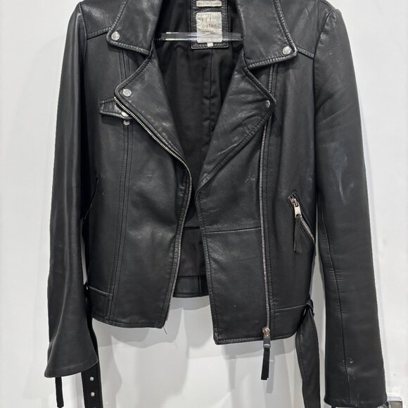 Zara TRF Motorcycle jacket genuine leather size M - Picture 6 of 7